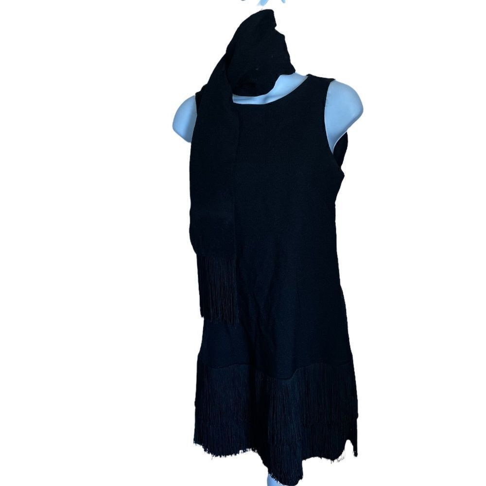 Homemade Black Flapper Dress with Matching Scarf - Small